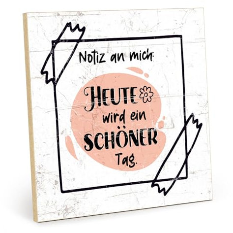 TypeStoff Holzschild mit Spruch – schöner Tag – im Vintage-Look mit Zitat als Geschenk und Dekoration zum Thema Motivation und Erinnerung - HS-01068