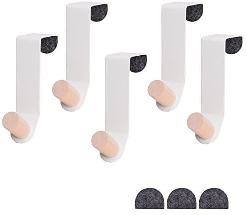 JS Coat Hooks Over Door Hanger Towel Hooks with Foam pad for Surface Protection Sturdy Elegant 5 Pack