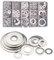 CONPHERON Flach Unterlegscheiben Set, Beilagscheiben 260 Stück 15 Größen Edelstahl Flach Sicherungsscheiben Beilagscheiben Sortiment Set (M3 M4 M5 M6 M8 M10 M12 M14 M16 M20, Dicke 0,5 mm)