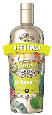 COPPA COCKTAILS - Margarita 700 ml, Cóctel Popular y Clásico, con Tequila, Licor, Lima y Sabores Naturales, Sabor Agrio a Tequila, Lima y Naranja, Color Incoloro Turbio, 14.9% Vol. Alcohol