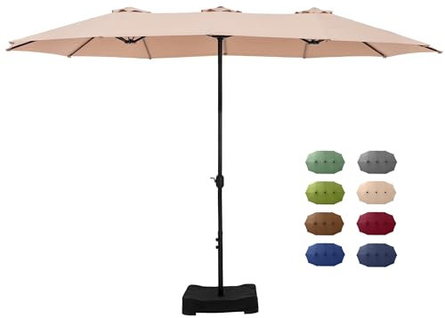 PHIVILLA Garden Parasol 450 cm×270 cm Parasol Umbrella for Patio Furniture Base Included UV 50+ (Beige)