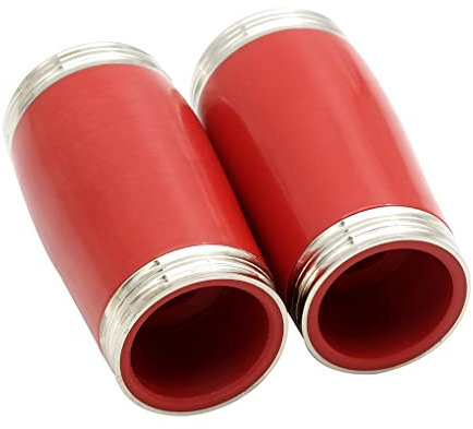 Guangcailun 2 Stück professionelle Bakelit Klarinette, zweiteiliges Stimmrohr, verstellbar, gerader Stil, Metallring, Kunststoff, B Klarinette, Rot