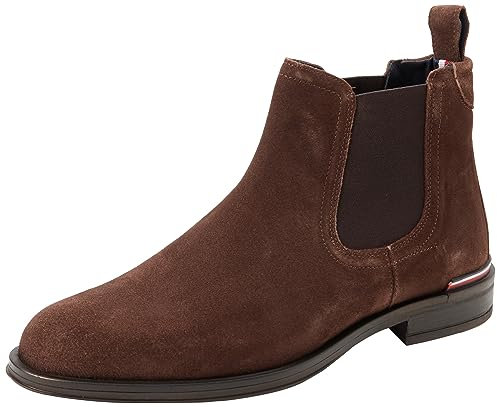 Tommy Hilfiger Stivali Bassi Uomo Core Suede Chelsea Pelle Scamosciata, Marrone (Cocoa), 40 EU
