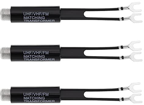 SG Store Lot de 3pcs Transformateurs d'adaptation UHF/VHF/FM 75 Ohms à 300 Ohms Connecteur F Adaptateur d'antenne TV Transformateur Balun Nickelé pour Récepteur Radio HiFI AV Antenne TV