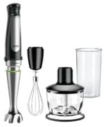 Braun Multiquick 7 MQ7035X Stabmixer, 1000W, stufenlose Geschwindigkeitsregelung, Easy SmartSpeed-Taste, SPLASHControl, Premium Black/Gebürsteter Edelstahl