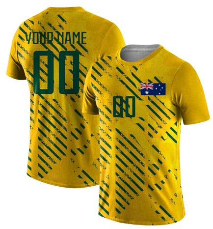 Yolovi Personalisiertes Fussballtrikot mit Namen Nummer Drucken Nationalflagge Sport Casual Trikots Fussballshirts für Herren Damen Jugendliche Australia