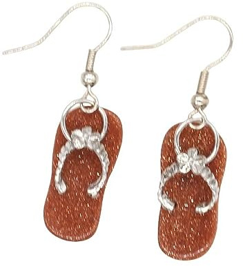 BROLEO Damen Creolen Ohrringe,Boho Ohrringe Mit Sandstein Anhänger, Ethnischer Mode Chakra Reiki Energie, Niedliche Flip Flop Sandale, Baumelnde Ohrringe Für Damen Und Mädchen, Edelstei