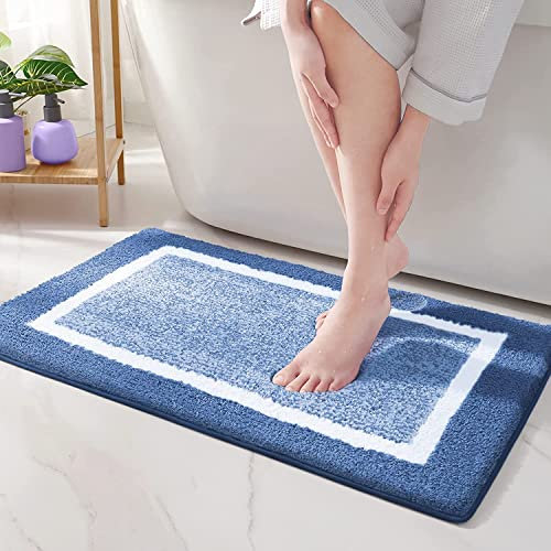 YverLand Alfombra de baño para bañera o Plato de Ducha Antideslizante y de Secado rápido, Gracias a Sus absorbentes y Suaves microfibras. (40x60, Azul)