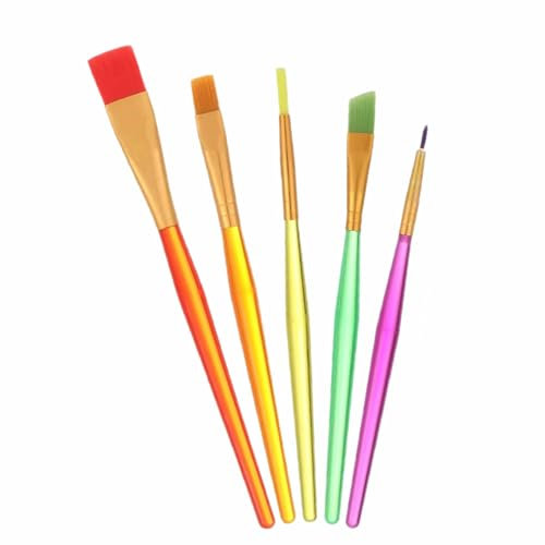 Paint Brushes Set for Kids & Artists | Easy Grip, Premium Quality Bristles | Professional Art Brushes for Oil, Acrylic & Face Painting | 5 Assorted Sizes & Styles | Portable Canvas Craft Brushes