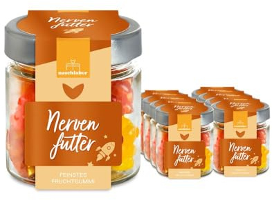 Nervenfutter Gummibärchen 120g | Nervennahrung für die Arbeit, für Studenten oder den Alltag in dem praktischen Vorratsglas | Geschenk für Schüler & Studenten