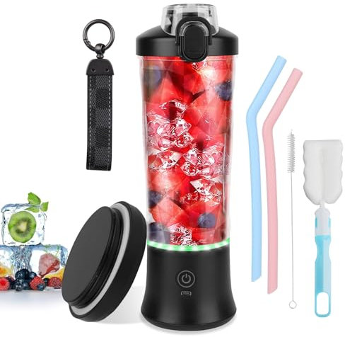 Portable Blender, 21 Oz Personal Blender for Shakes and Smoothies, USB Rechargeable Juicer Mixer Blender With 6 Stainless Steel Blades, Multi-Function Juice Cup for Home Office Gym Sports and Travel