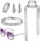 Disco Accessoires, 5pcs 70er Damen Glitzer Schmuck, 70er Jahre Disco Zubehör, 70er Jahre Kostümzubehör, Disco Schmuckset, mit Pailletten Schal Ohrringen Sonnenbrille Haarband Armband (Silber)