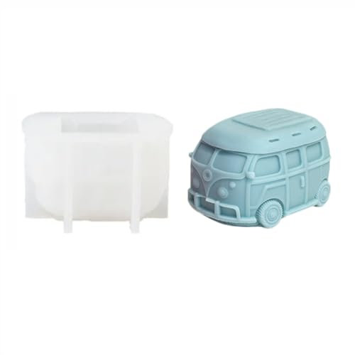 Xidmold Bus Auto Kerzenform zum gießen silikon, Mini Retro Bus Silikonform für Fondant, Sojawachs Kerzen, Gips, Seife, Epoxidharz, Handwerk (A)