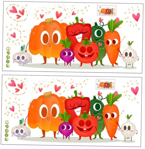 Gadpiparty 2pcs English Wall Stickers Water Proof Vegetable Kitchen Decals Cartoon Sticker Set for Home Decor