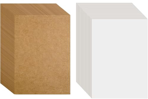 YSDMY 100 Stück A6 Kraftpapier 14.5 x 9.5 cm Kraftkarton zum Drucken 350g/m² Blanko Karten postkarten Karteikarten Papier Karten für DIY Kreative Bastelprojekte (Braun/weiß)