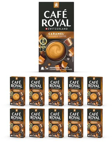 Café en Capsules Aluminium - Café Royal Pro | 10 x 10 soit 100 Dosettes - Compatibles avec les Machines à café Nespresso®* Alu à usage Domestique - SAVEUR CARAMEL