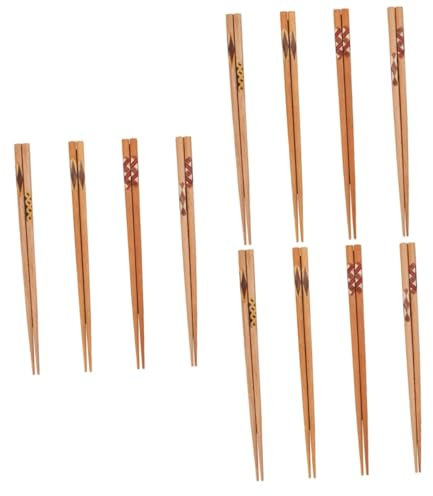 Cabilock 12 Pares palillos de madera comida china originales palillos de fideos traje de niños mostrada cubiertos infantiles palillos de uso casero palillos delicados puntiagudo