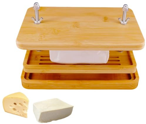 Grande presse à tofu en bambou avec passoire à tofu, plateau d'égouttement et étamine, sans BPA, facile à nettoyer, élimine facilement l'eau du tofu soyeux/ferme/extra ferme, excellent cadeau pour les
