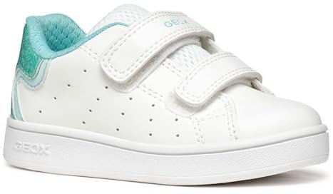 Geox B ECLYPER Girl A, Zapatillas Bebé-Niñas, White/Aqua, 24 EU