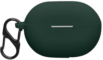 kwmobile Schutzhülle für Huawei FreeBuds Pro 3 Hülle - TPU Silikon Case für Kopfhörer Ladecase - stoßfestes Cover mit Karabiner - Dunkelgrün