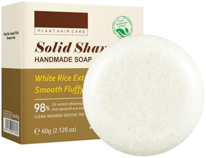 Vawolecy Rice Haarwuchs Shampoo Bar, Tiefenreinigung für Haar- und Kopfhautausfall, Bio-Reis-Shampoo-Bar fördert die Kontrolle des Haarwachstumsöls, 0 Silikonöl
