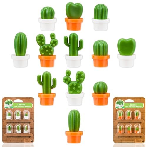 joaoxoko Succulent Magnets 12 Pcs Locker Decorations for Girls,Mini Plant Fridge Magnets for Locker Fridge Home Office Decor,3D Green Cute Magnets for Refrigerator (Q-Cactus)