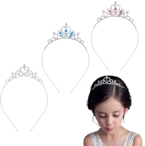 SULIUDAJI 3 Stück Prinzessin Krone Tiara, Mädchen Stirnband Haarband Tiara Strass Kristall Perle Tiara Tiara Kopf Krone Für Frauen Mädchen Hochzeit Abschlussball Party