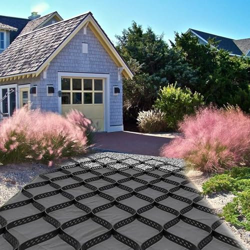 FBJAMZ Grille de soutènement de Jardin, stabilisateur de Grille au Sol, Grille de Sol en Gravier pour Hangar, abri de Voiture, accès aux pentes, Parking (6x10m/19.7x32.8ft)