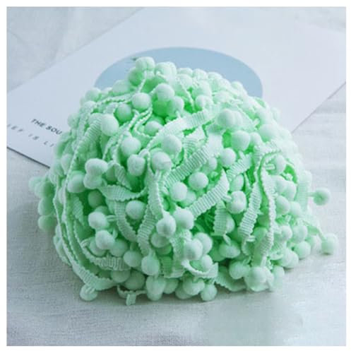 GreatRise Pompon-Borte Bunt Pom Poms Quaste Borte Spitzenband mit 1.2 cm Pompons Bommelborte Pomponband Quaste Trim Band für Basteln Nähen Kleidung Zuhause Dekorieren Minze 3 Yard