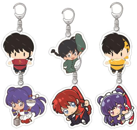 6 Pcs Ranmas-1/2 Schlüsselanhänger Ranma-Tendou Akane Figur Cosplay Zubehör Ranmas-1/2 Anime Acryl Keychain Anhänger Set