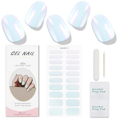 JMEOWIO Autocollant Ongles Gel UV Vert Crème Clair Gel Nail Stickers Semi-durci Stickers Ongle Gel Deco Ongle Nail Art Design Manucure