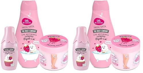 The Fruit Company. Edición Exclusiva MÍMATE FRESA NATA ATRACCIÓN. Pack compuesto por 1 Gel Ducha + 1 Exfoliante corporal + 1 Colonia. (Paquete de 2)