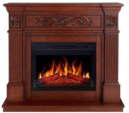 ArtiFlame Elektrokamin Toscana AF23S, Elektrischer Standkamin mit Heizung 1800 W, realistischer 3D-Flammeneffekt, LED-Beleuchtung, Fernbedienung, Timer, Thermostat, Knistereffekt, MDF (Eiche)