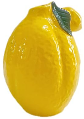 JUOPZKENN Künstliche Zitronen-Dekorationsvase, Fruchtförmige Vase, Zitronenvase für Blumen, Dekorative Keramikvase, Dekorative Blumenvasen, Gelbe Vase, 12 X 15 cm