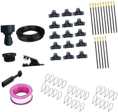 Fonowx Kit de de Riego Automático con Boquillas Ajustables para Césped Y Jardín, Manguera de