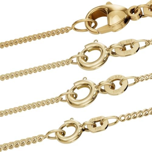 Goldkette Panzerkette 1,4mm 333-585 - 750 Gold oder Silber vergoldet, Länge:38 cm, Material:925 Sterlingsilber vergoldet