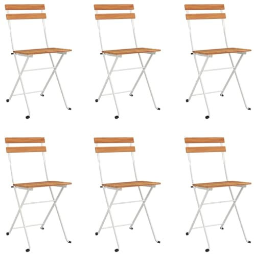 6er Set Bistrostühle klappbar Terrassensitze Balkonstühle Outdoor Terrassenmöbel Massiv Akazienholz Stahl