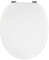 Fanmitrk White Wooden Toilet Seat - Adjustable Zinc Alloy Hinges - Made of MDF with PVC Leather-Look Material - Easy to Install for Bathroom Bottom Fixture 43.3 x 36.8 x 5.5 cm(JH1841-02)