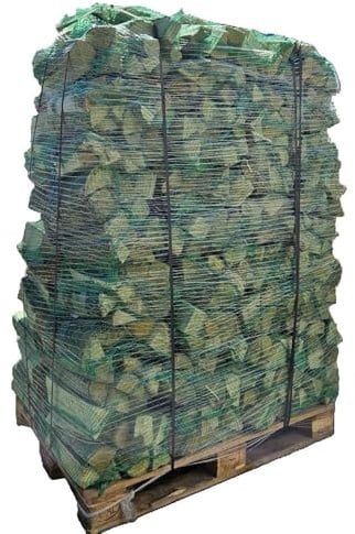 KAMINHOLZ Laubholz Mix - Buche, Eiche, Esche, Birke – 1 Palette 72 Netze je 12,5 dm³ - Kammergetrocknetes Brennholz für Kamin und Ofen – Ofenfertiges Scheitholz (900 dm³)