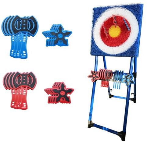Axe Throwing Game Set - Target Throwing Game Set with 8 Throwing Axes and 8 Six Star Arrows, Suitable for Indoor and Outdoor Use, Ideal for Backyard and Yard Games