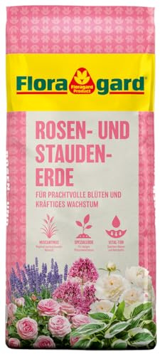 Floragard Rosenerde mit Ton, Spezialerde für Rosen im Garten und im Kübel, 18 L