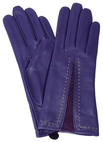 SNUGRUGS Womens Soft Leather Warm Gloves with Colour Panel Detailing