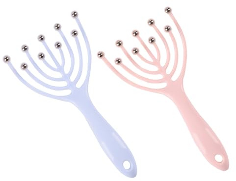 Hemobllo 2 Stück Kopfhautmassagegerät mit 9 Krallen Handmassagegerät für Kopf Leicht und Tragbar aus Pp und Karbonstahl Stressabbau Tool für Frauen
