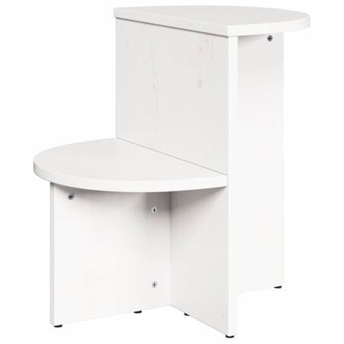 YUTAASU Runder Couchtisch aus massiver Kiefer, 50 x 40 x 50 cm, weiß lackiert, für Wohnzimmer, natürliche Maserung, robust und langlebig, einfache Montage, pflegeleicht, ideal