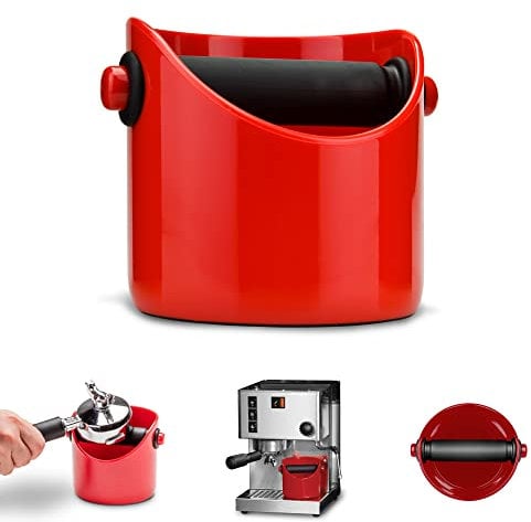 Dreamfarm Grindenstèin Sturdy, Compact, Modern Space-Saving Espresso Coffee Grind Knock Box - Red