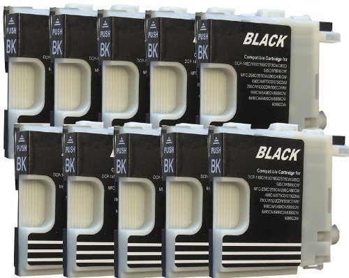 10 Druckerpatronen für Brother Black/Schwarz LC980 LC1100 DCP-145C DCP-165C DCP-185C DCP-195C DCP-365CN DCP-375CW DCP-385C DCP-395CN DCP-585CW DCP-J715W DCP 6690CW MFC-250C MFC-255CW MFC-290C MFC-295C MFC-295CN MFC-355CW MFC-490CN MFC-490CW MFC-J615W MFC-670CDW MFC-790CW MFC-795CW MFC- 930CDN MFC-990CW MFC-930CDWN MFC-5490CN MFC-5890CN MFC-6490CN MFC-6490CW MFC-6890CN MFC-6890CDW MFC-5895CW