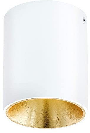 EGLO LED Deckenleuchte Polasso, Deckenlampe aus Metall in Weiß und Gold, Wohnzimmerlampe warmweiß, Ø 10 cm