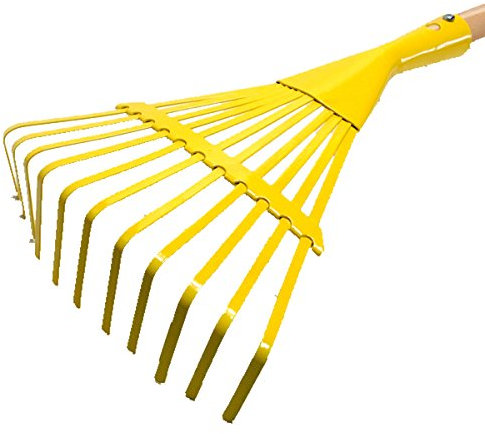 Kinder Gartengeräte Kindergartengeräte 1 von 8, Kinder Garten Werkzeuge Geräte Schaufel, Besen, Rechen, Laubbesen, Harke, Grubber, Doppelhacke, Spaten, Metall mit Holzstiel (Rechen gelb)