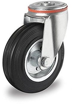 Lenkrolle mit Rückenloch 100 mm Vollgummi schwarz