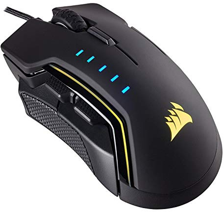 Corsair Glaive Gaming-Maus, RGB, komfortabel, ergonomisch, austauschbare Griffe, 16000 DPI optischer Sensor, Aluminium (erneuert)